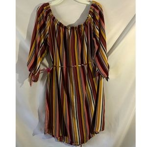 Striped Mini Dress with Tie Around Waist
